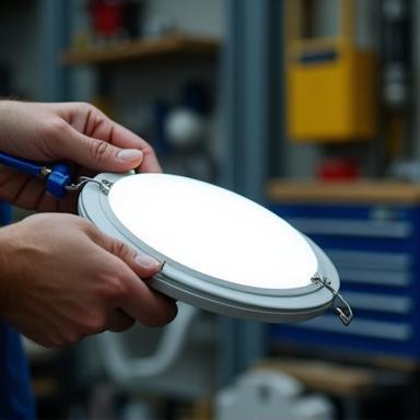 Técnico realizando mantenimiento de luminaria
